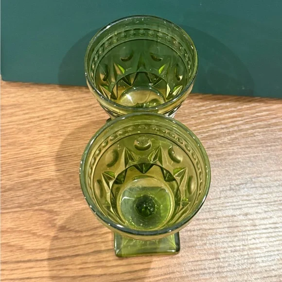 Vintage Green Glass Dessert Cups Goblets - Picture 2 of 6